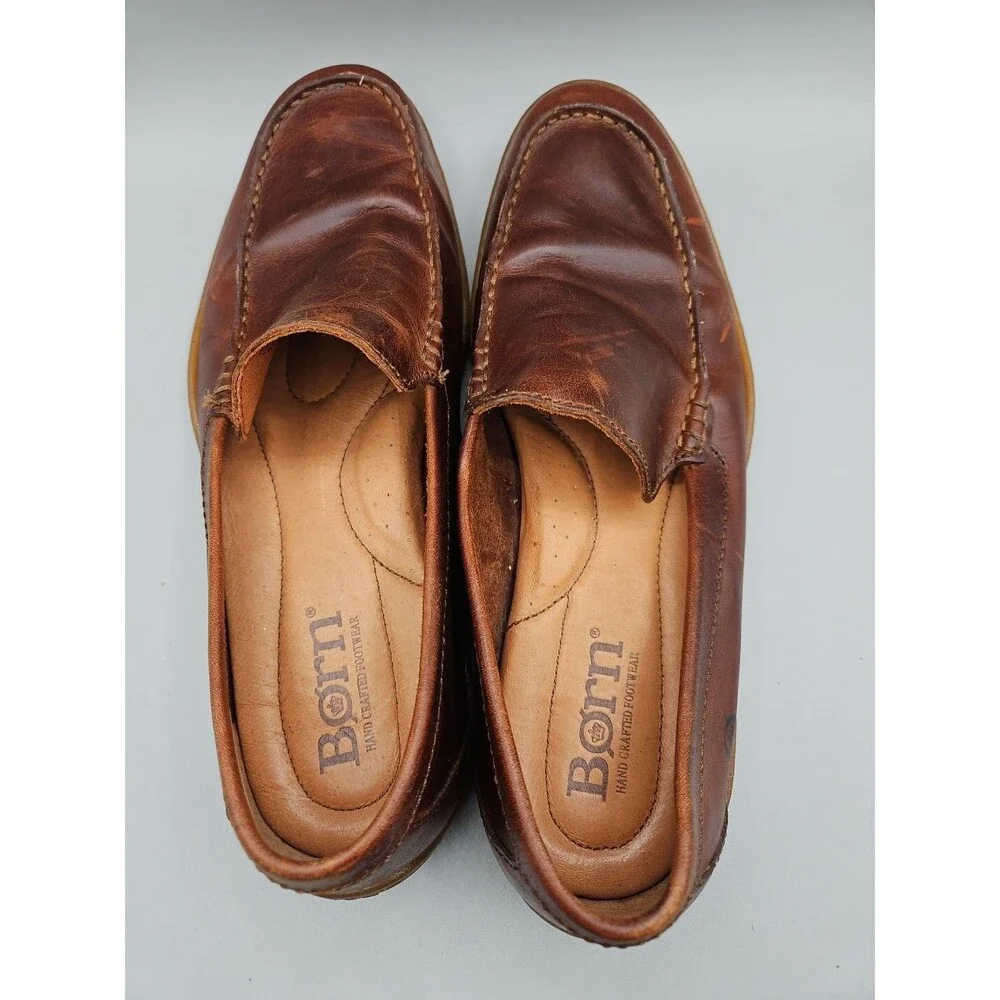 Born Men's Harmon Cymbal Leather Slip-on Shoes Size 9 H02416 Brown